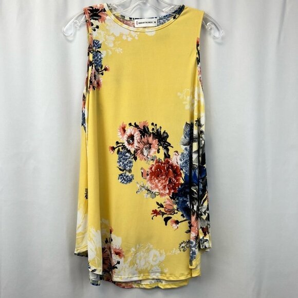 Saved By The Dress Womens Multicolor Floral Yellow/Multi Sleeveless Top Medium - Picture 1 of 11